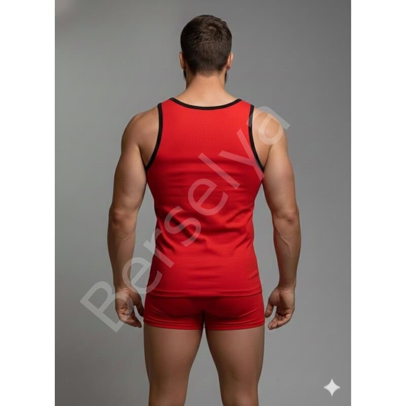 Erkek Kırmızı Tank Top Boxer Takımı