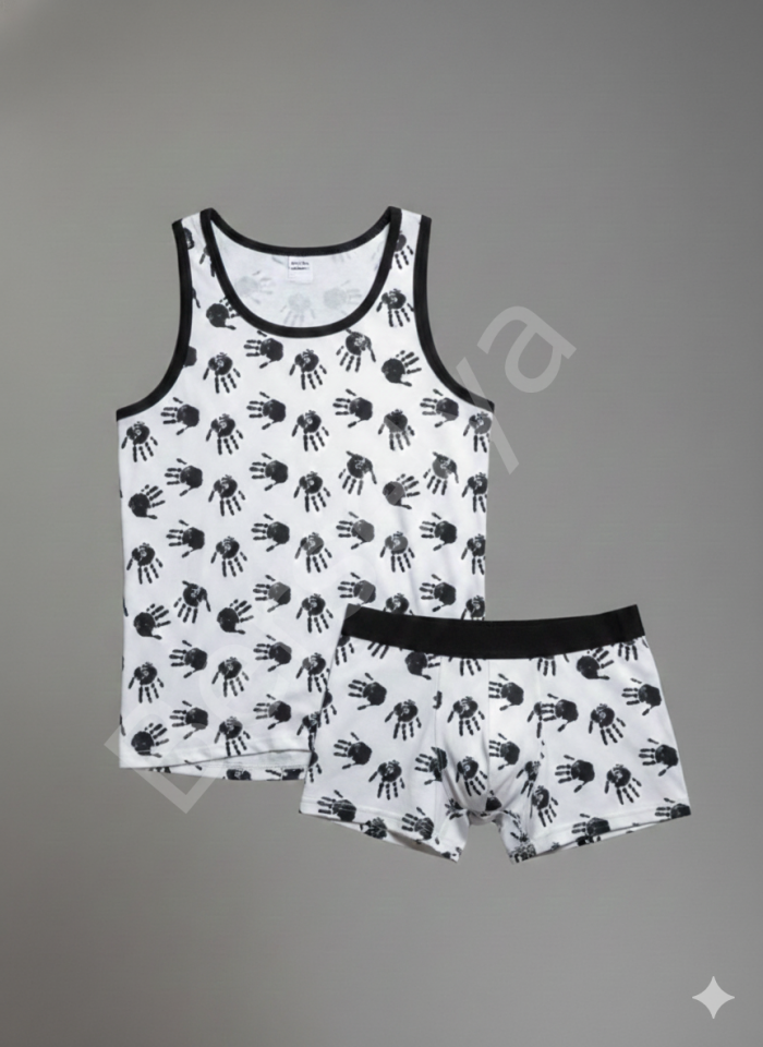 Erkek Desenli Tank Top Boxer Takım