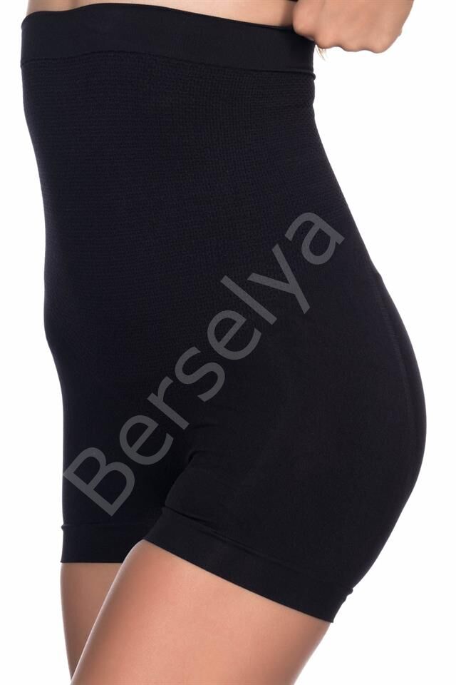 Siyah Emay 2055 Yüksek Bel Masajlı Boxer Korse