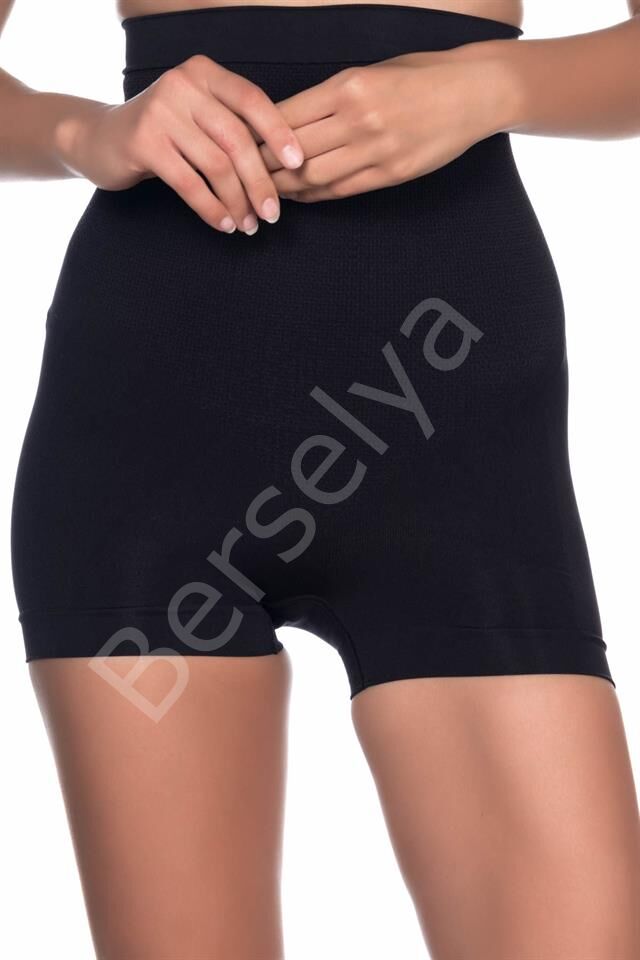 Siyah Emay 2055 Yüksek Bel Masajlı Boxer Korse