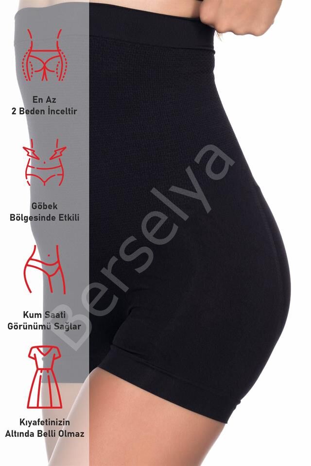 Siyah Emay 2055 Yüksek Bel Masajlı Boxer Korse