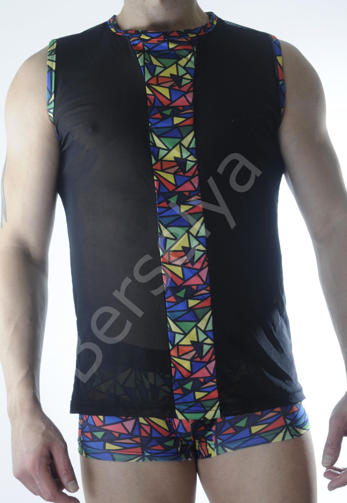 Erkek Transparan Renki Atlet Boxer Takımı