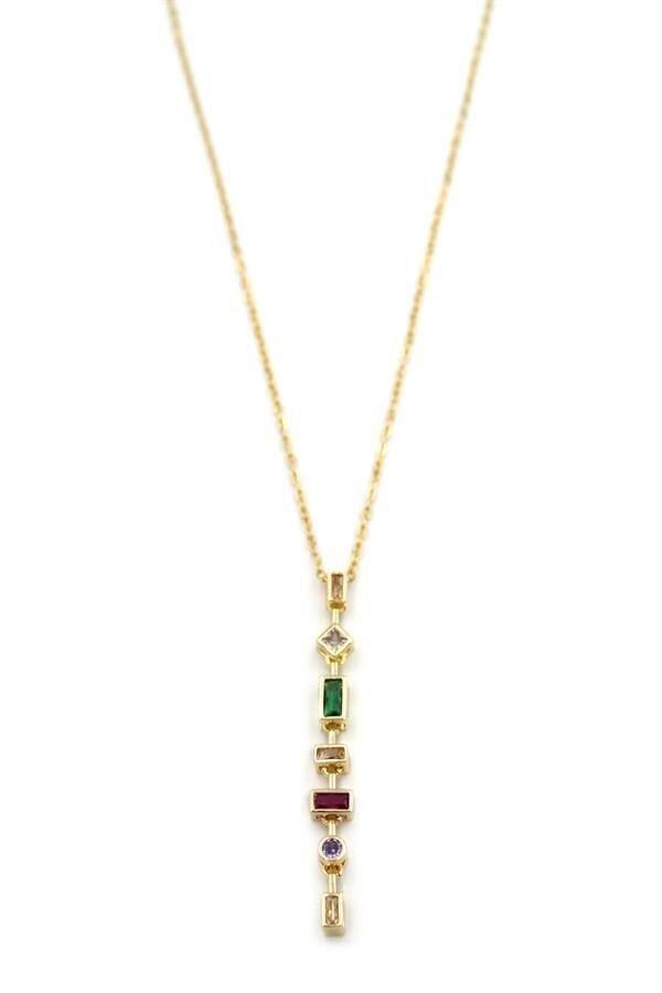 Renkli Taşlı Element Kolye - Altın
