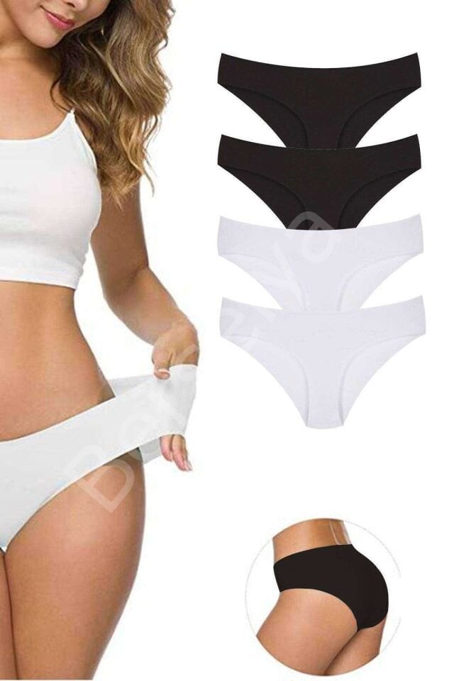 4 Adet Kadın Dikişsiz Lazer Kesim Esnek İz Yapmayan Külot S1