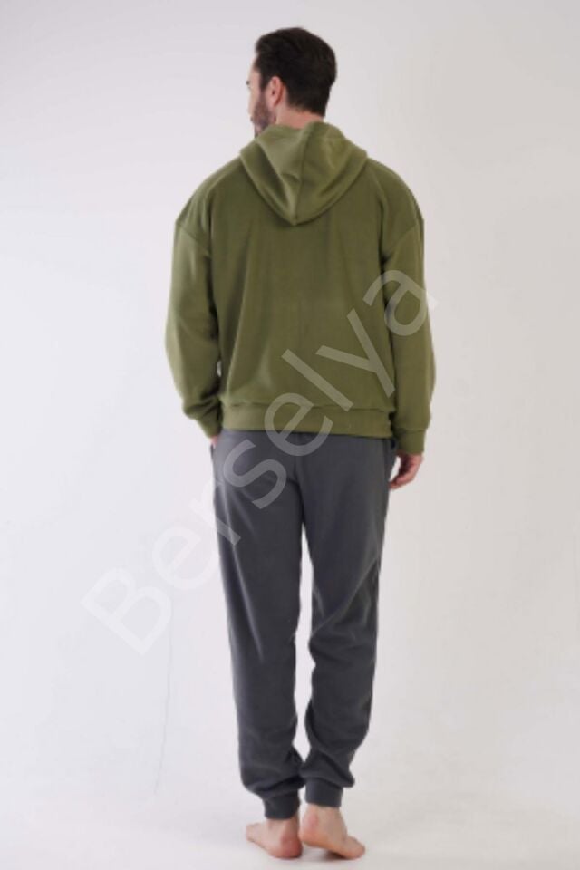 K304159 Polar Kapşonlu Düşük Omuz Erkek Pijama