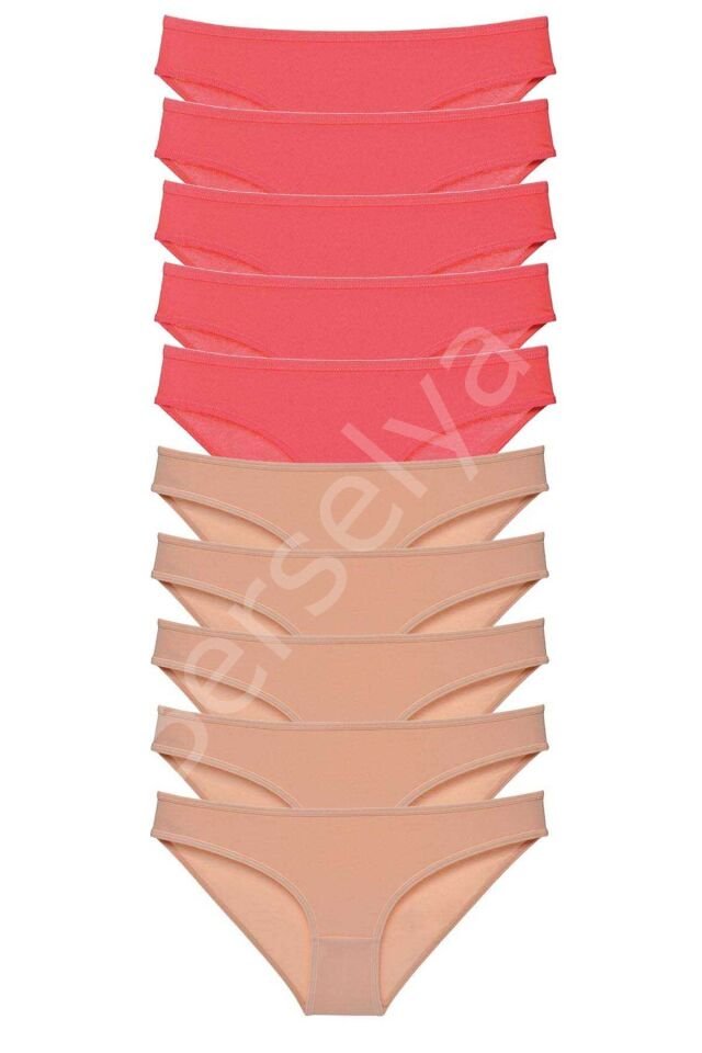 10 adet Süper Eko Set Likralı Kadın Slip Külot Fuşya Ten XL