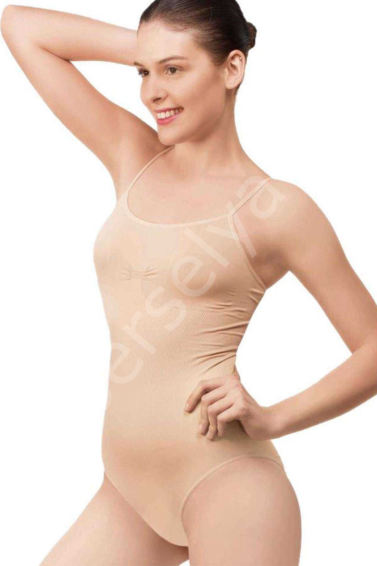 Elit Life Kadın Ten İnce Dikişsiz Askı Body Zıbın Atlet 874 M-L