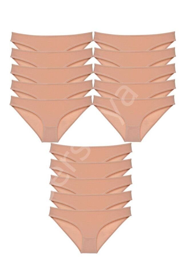 15 Adet Süper Eko Set Likralı Kadın Slip Külot Ten
