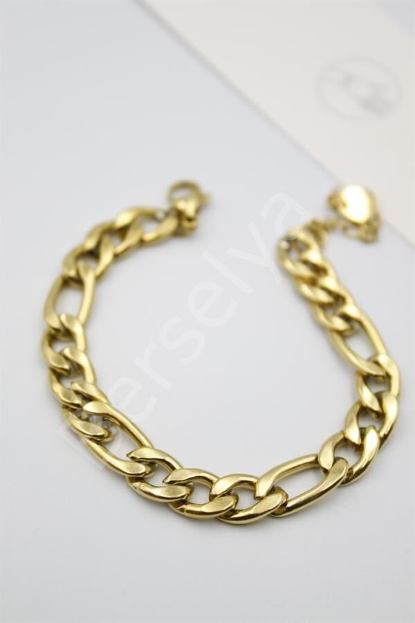 Ezme Zincir Çelik Bileklik - Altın