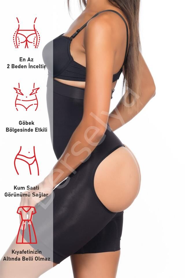 Siyah Emay 2033 Popo Açık Boxer Korse