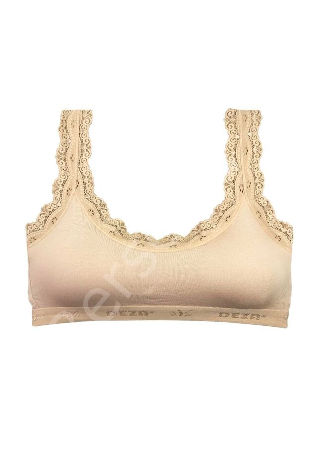 Dantel Nakış İşlemeli Pedli Bambu Kadın Büstiyer Ten