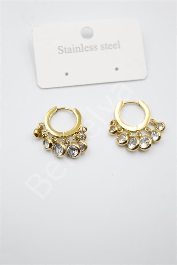 Çelik Taşlı Shakira Küpe - Altın