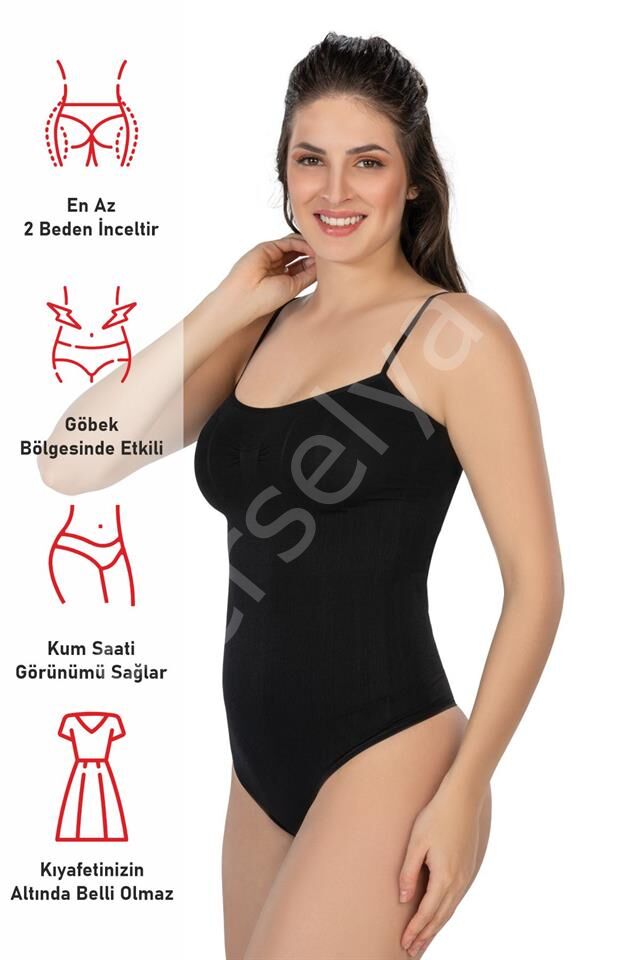 Siyah Emay 1927 İp Askıllı Ripli String Body