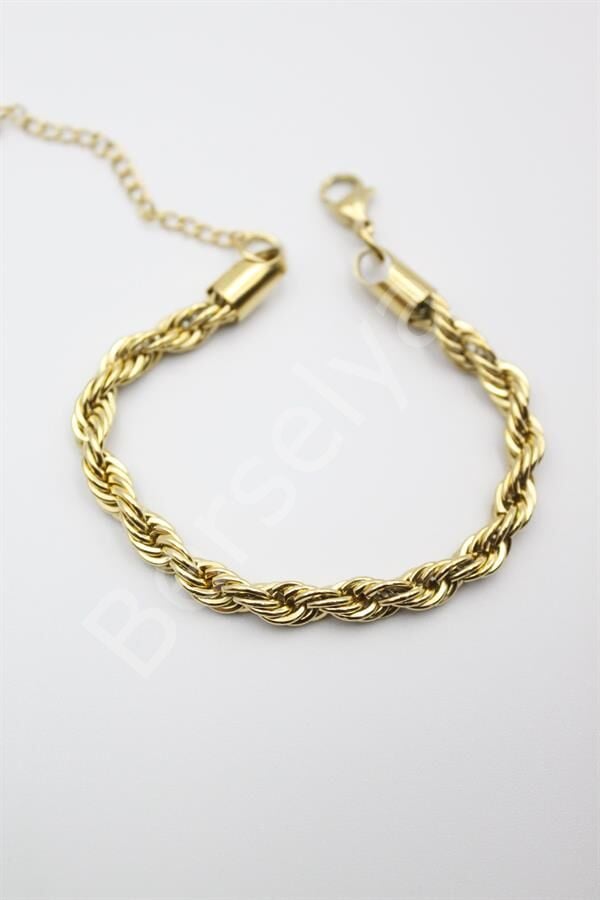 Burgu Çelik Bileklik 4mm - Altın