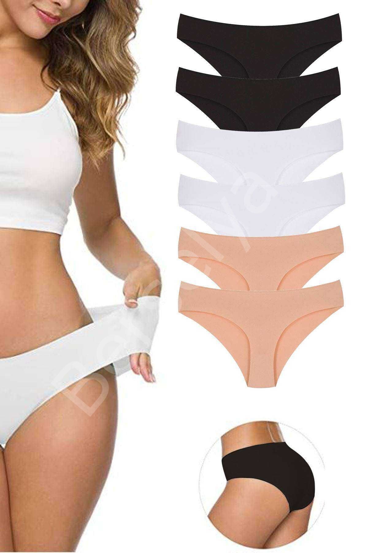 6 Adet Kadın Dikişsiz Lazer Kesim Esnek İz Yapmayan Külot S4