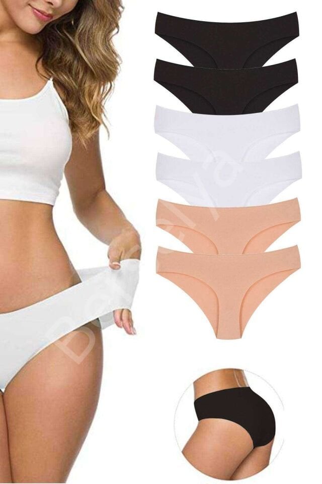6 Adet Kadın Dikişsiz Lazer Kesim Esnek İz Yapmayan Külot S4
