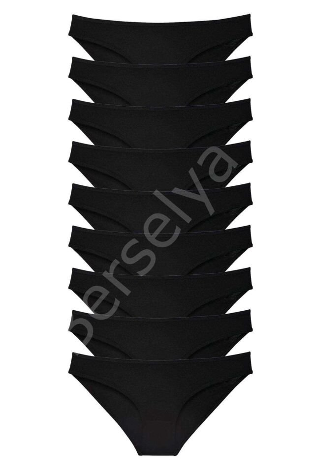 9 Adet Süper Eko Set Likralı Kadın Slip Külot Siyah