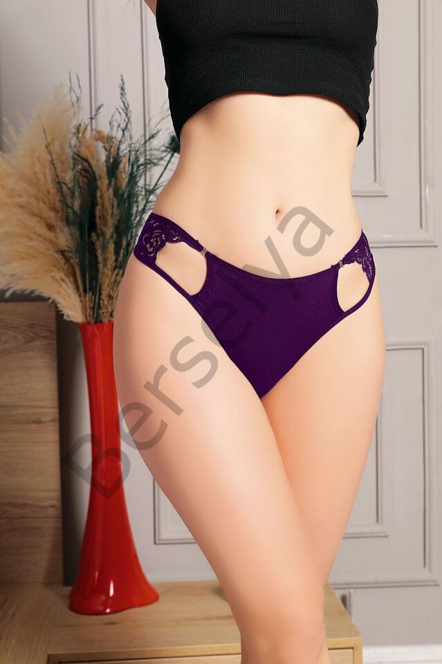 Lacivert Bel Kısmı Dantelli Külot