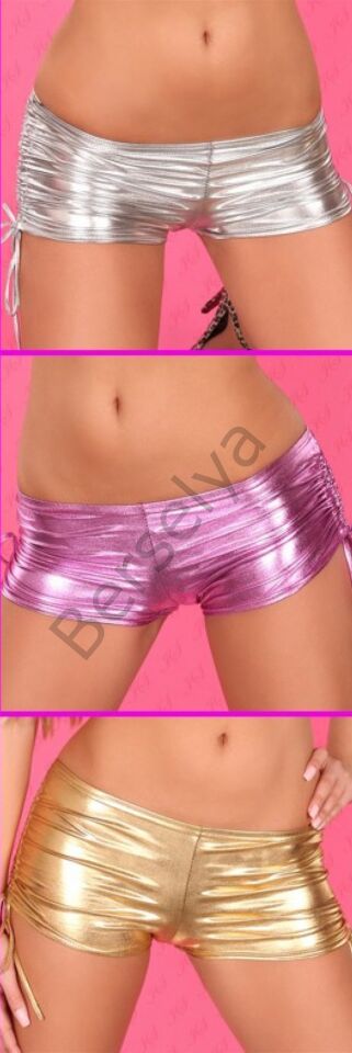 B100946 Yandan Büzgülü Lame Şort