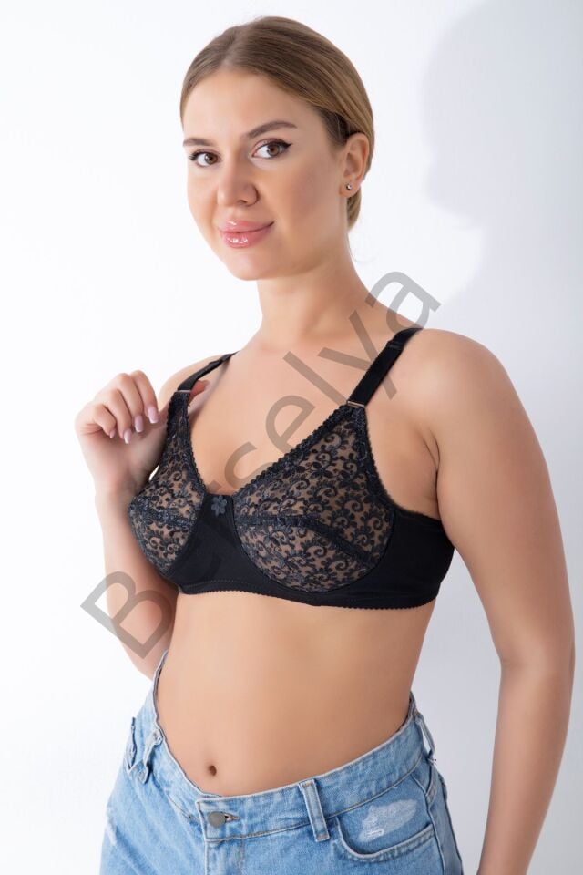 Siyah Dantelli Toparlayıcı Sütyen - 506