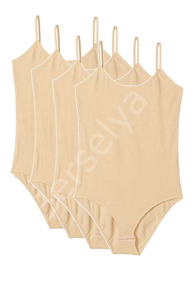 4 Adet İp Askılı Kadın Çıtçıtlı Body Ten