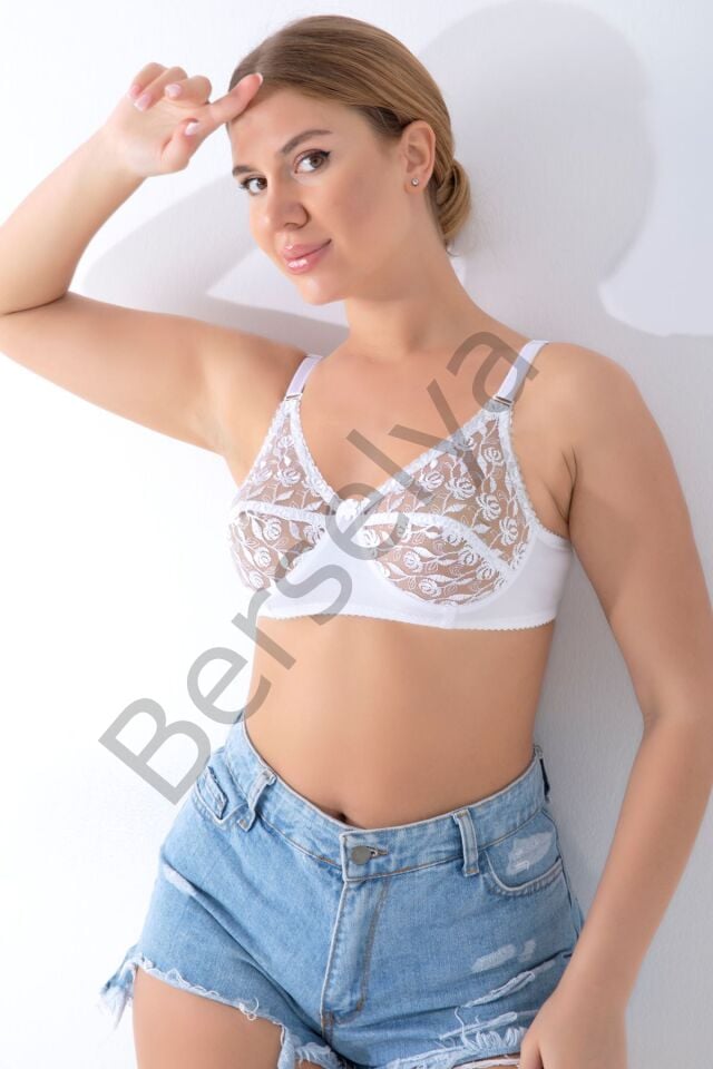 Beyaz Dantelli Toparlayıcı Sütyen - 506