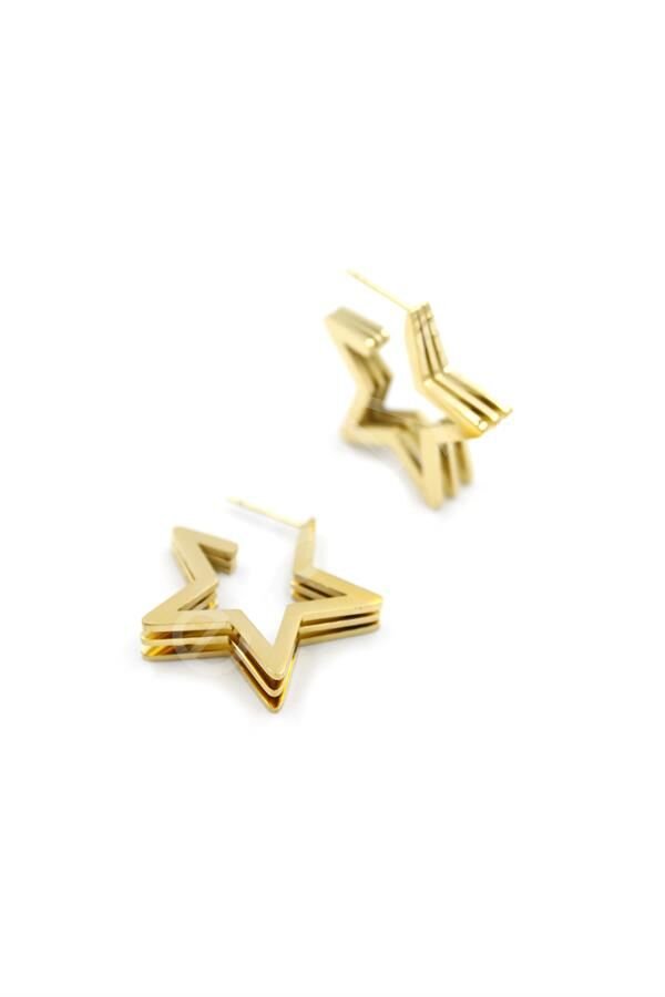 Yıldız Çelik Küpe - Altın