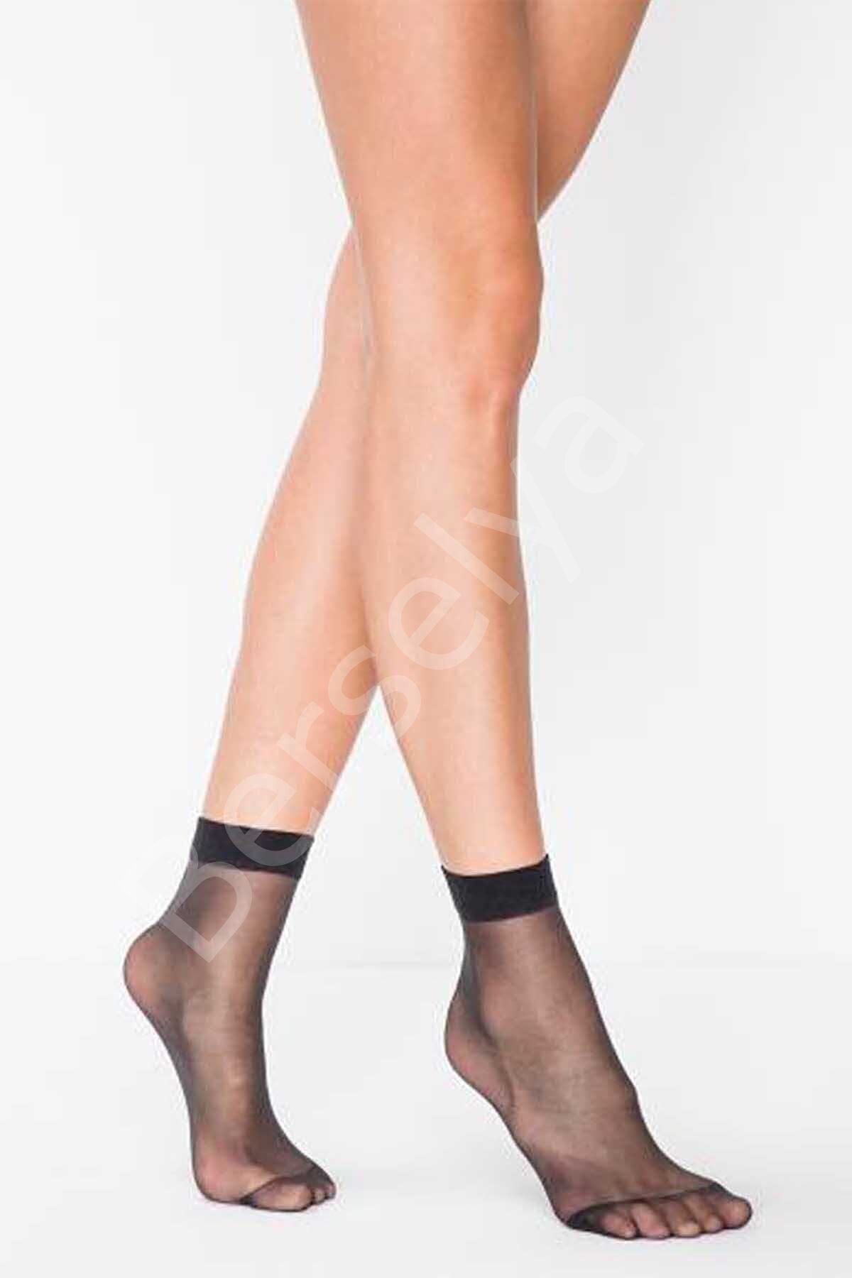 Fit 15 Soket Ince Parlak Kısa Çorap Siyah