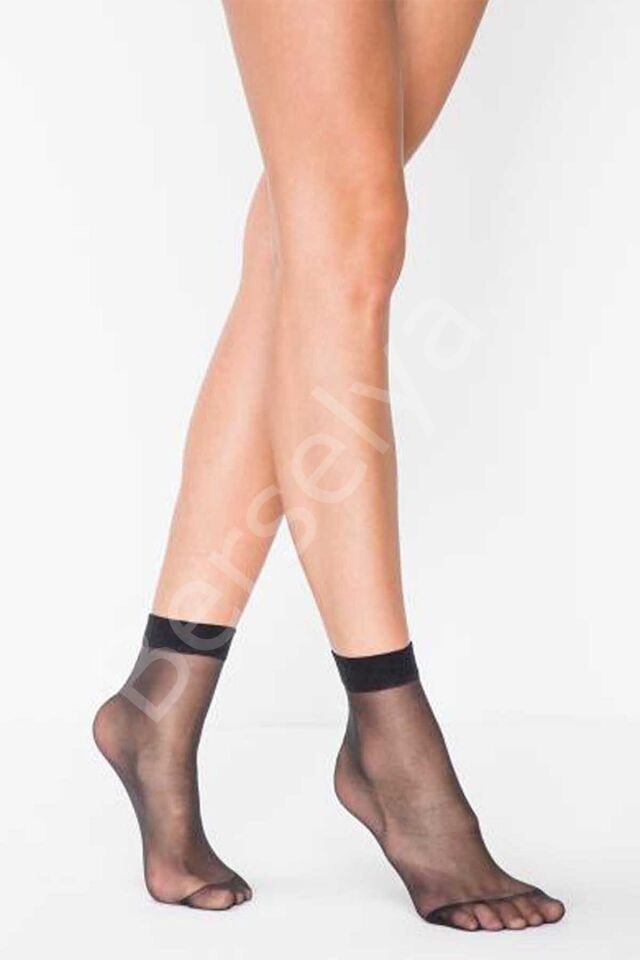 Fit 15 Soket Ince Parlak Kısa Çorap Siyah