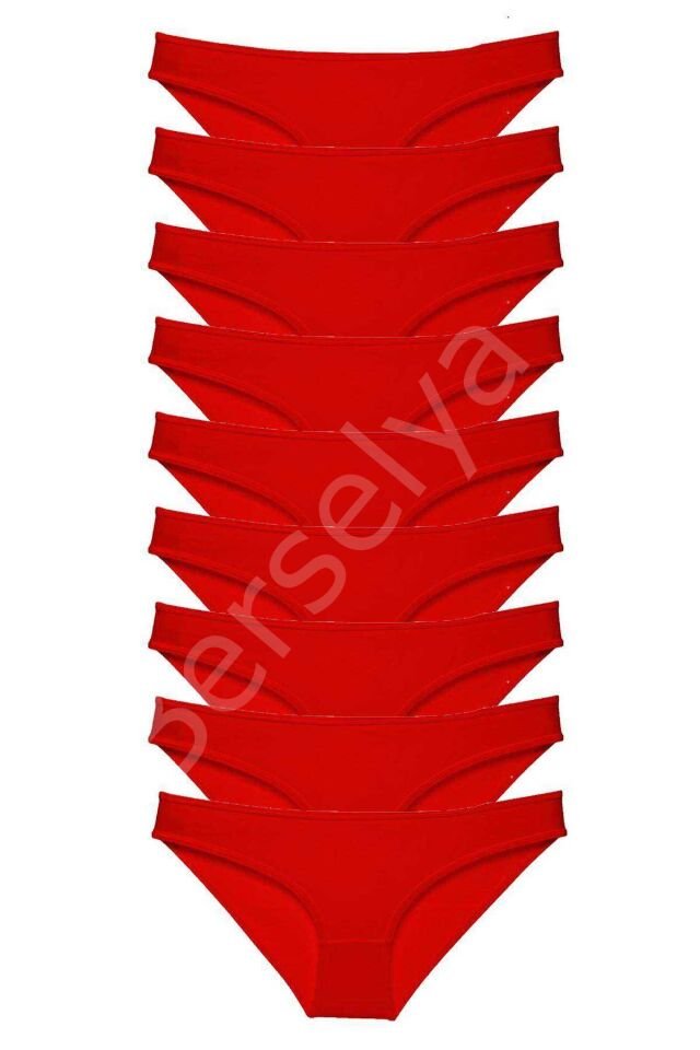 9 Adet Süper Eko Set Likralı Kadın Slip Külot Kırmızı