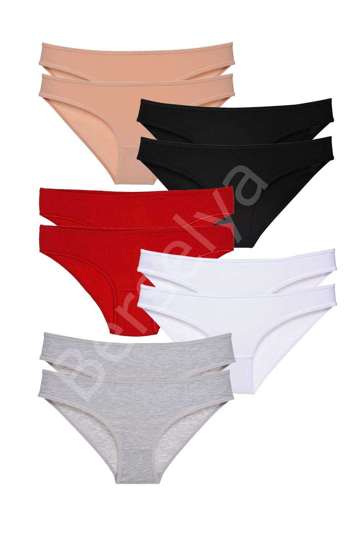 10 adet Eko Set Likralı Kadın Slip Külot Çok Renkli L