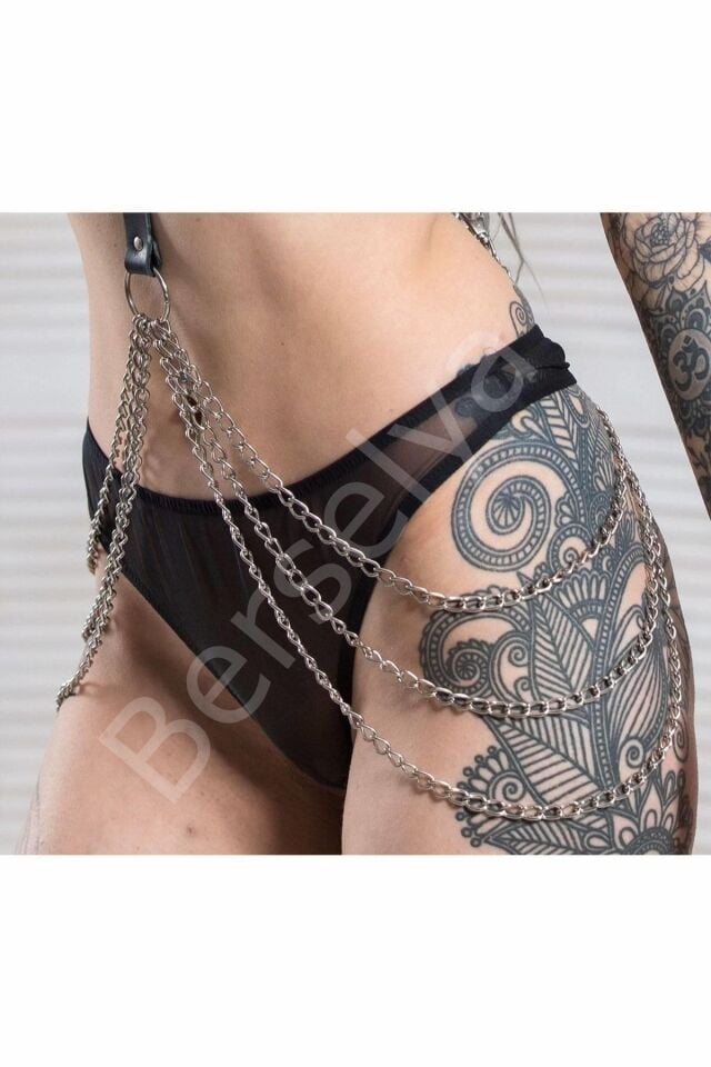 Boyundan Bağlamalı Deri Harness Zincir Detaylı Sexi Aksesuar 051