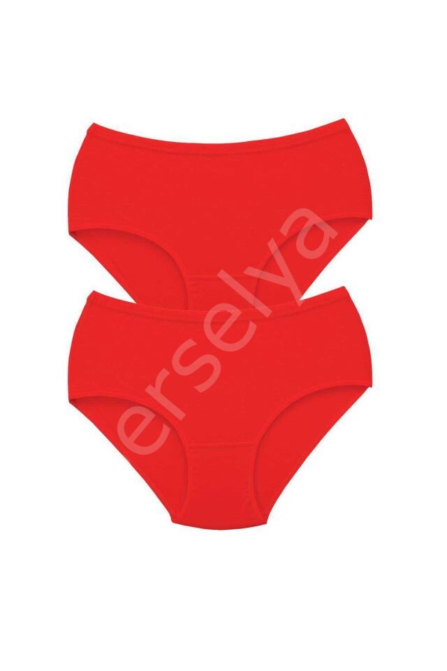 2 Adet Tutku Kadın Yüksek Bel Bato Kalın Lastik Külot Kırmızı