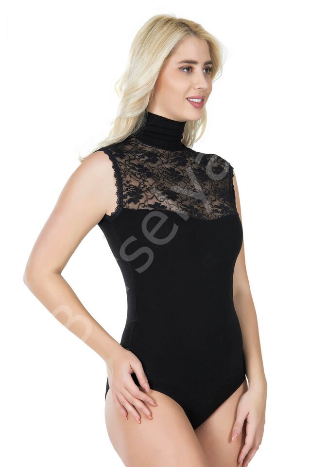 Sıfır Kol Balıkçı Yaka Kadın Body 343