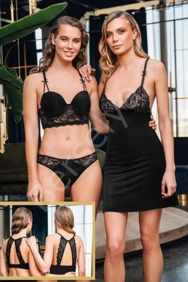 1313 Büşra Sütyen Külot Kombinezon Takım Kadın