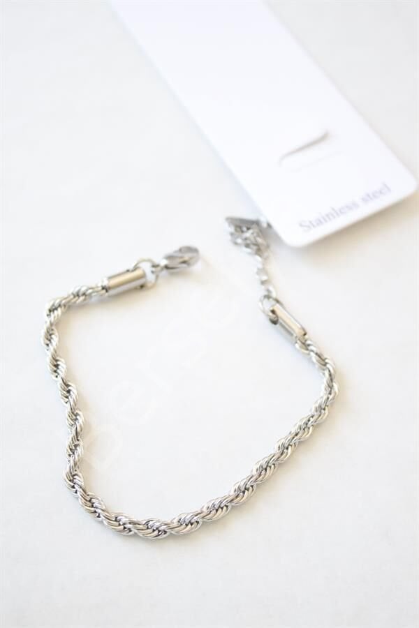 Burgu Çelik Bileklik 3mm - Gümüş