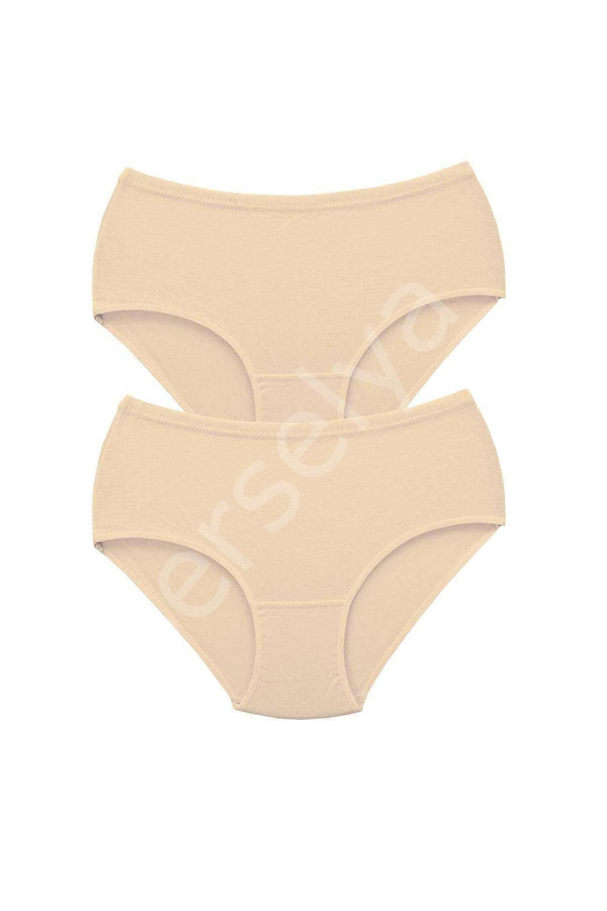 2 Adet Tutku Kadın Yüksek Bel Bato Kalın Lastik Külot Ten