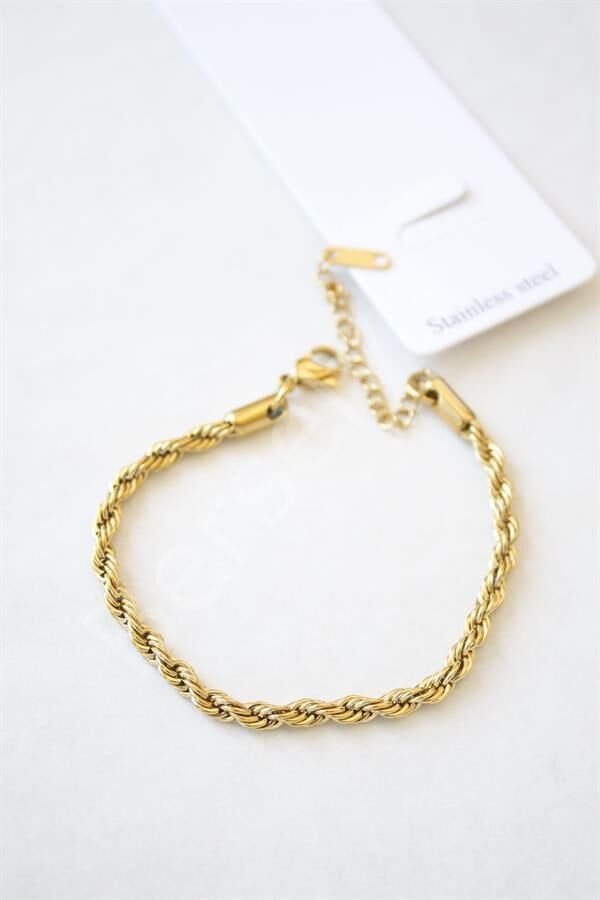 Burgu Çelik Bileklik 3mm - Altın