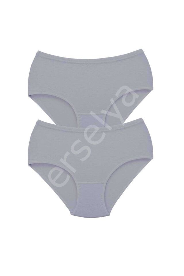 2 Adet Tutku Kadın Yüksek Bel Bato Kalın Lastik Külot Gri