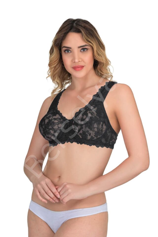 Siyah Mı Emay 178 C Balenli Dantelli Sütyen