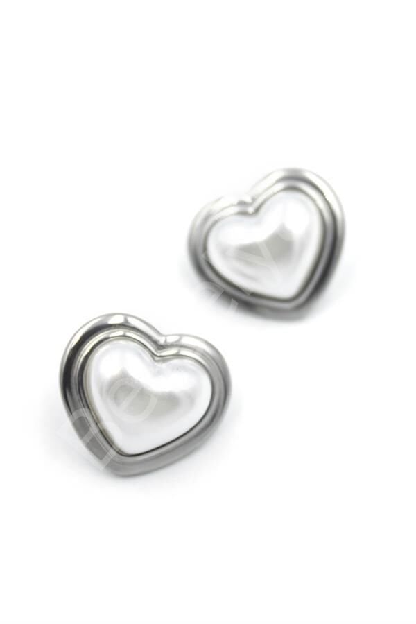 İnci Kalp Küpe - Gümüş