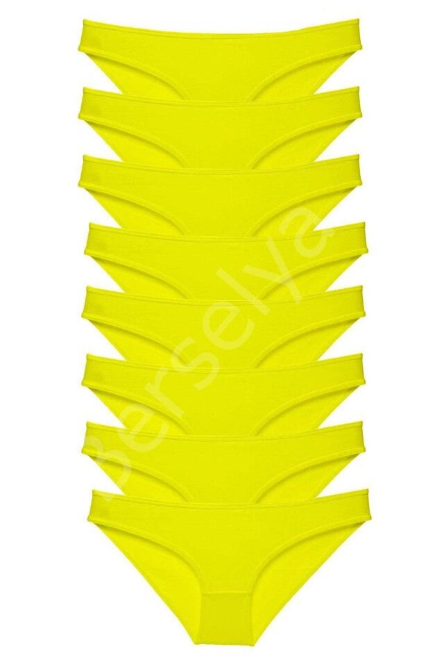 8 Adet Süper Eko Set Likralı Kadın Slip Külot Sarı