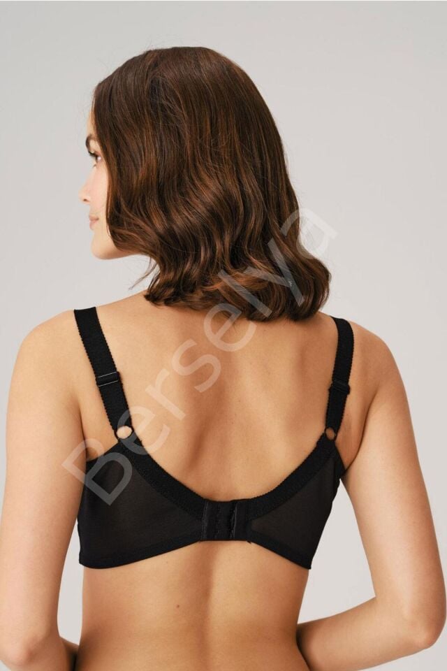 Balenli Desteksiz Dolgusuz Toparlayıcı Dantelli Küçültücü Siyah Sütyen