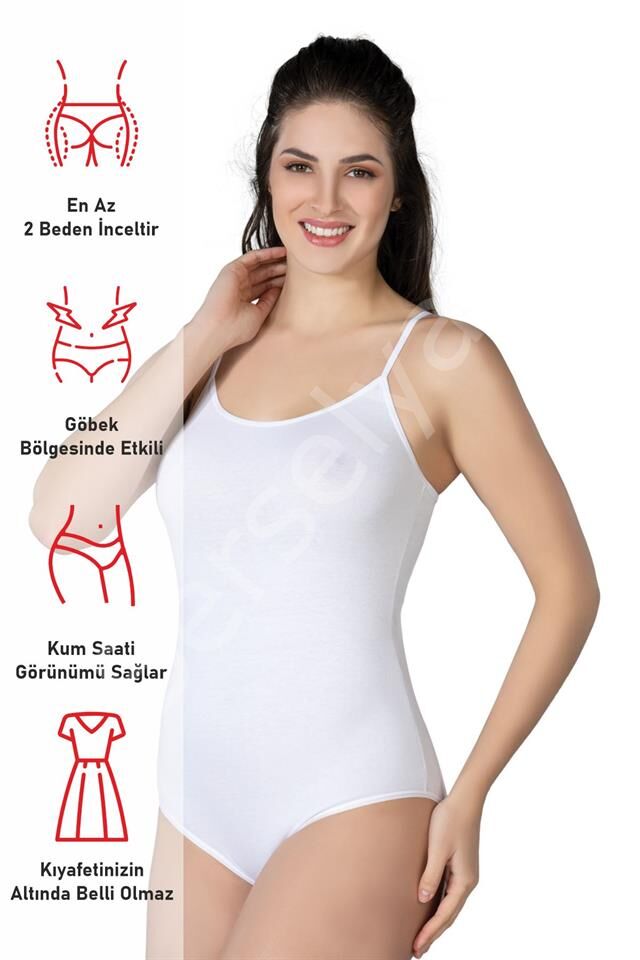 Beyaz Emay 1415 Modal Cotton Çıtçıtlı İnce Askılı Body