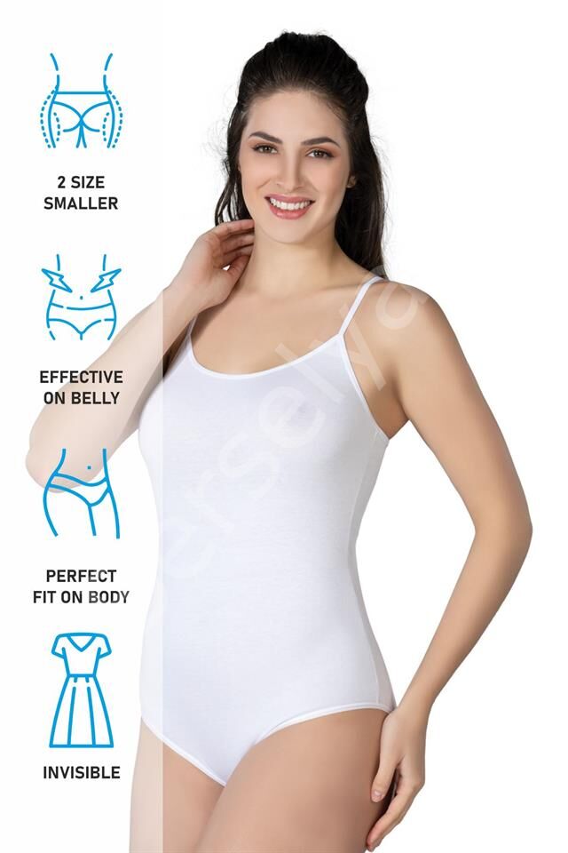 Beyaz Emay 1415 Modal Cotton Çıtçıtlı İnce Askılı Body