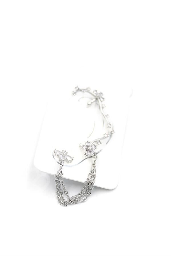 Taşlı Kıkırdak Küpe - Gümüş