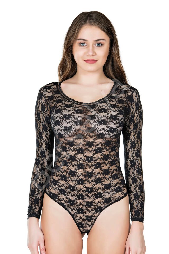 Bisiklet Yaka Dantelli Çıtçıtlı Kadın Body 327