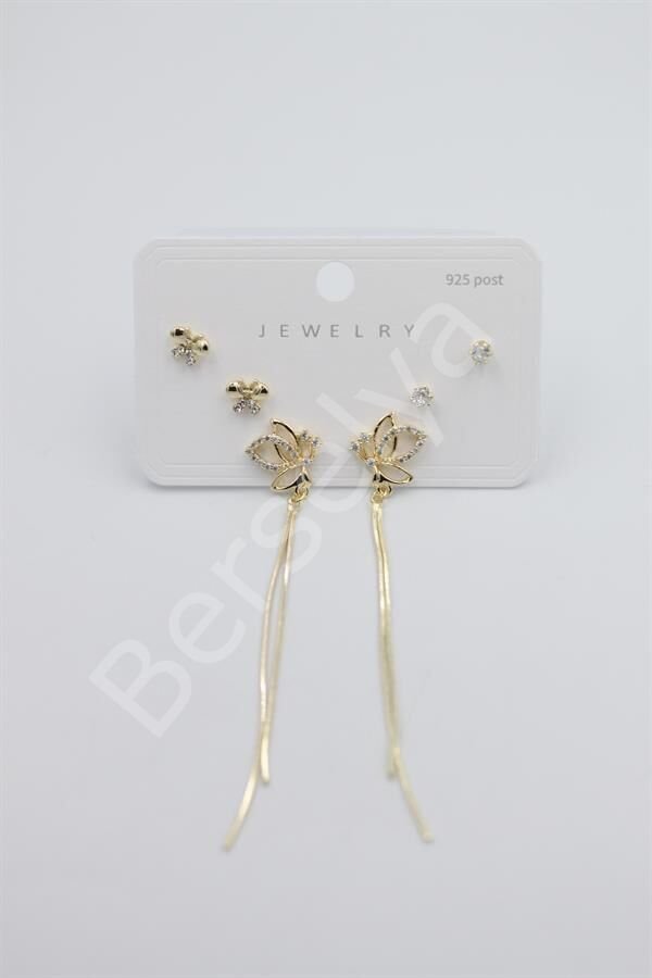 Çoklu Set Küpe - Altın