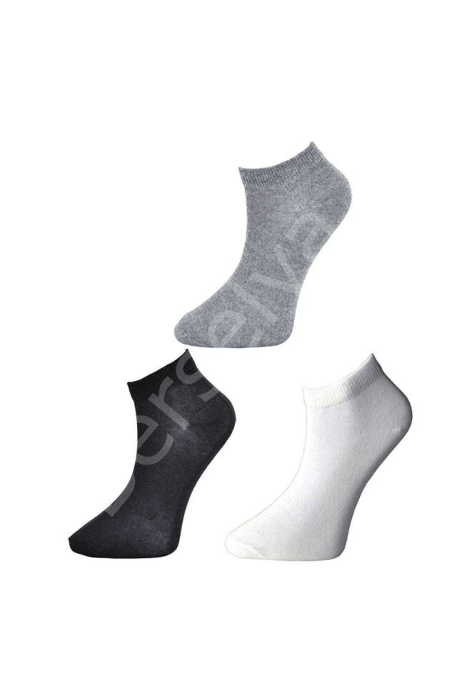 Siyah Gri ve Beyaz Kadın Bilek Çorap 15 çift