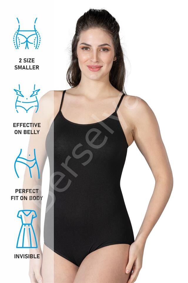 Siyah Emay 1415 Modal Cotton Çıtçıtlı İnce Askılı Body